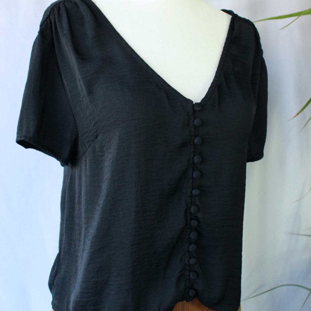 Kendall & Kylie Silk Button-Up Blouse